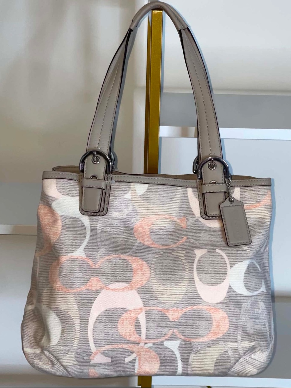 Coach SoHo Optic Linen Peach Large Shoulder Handbag